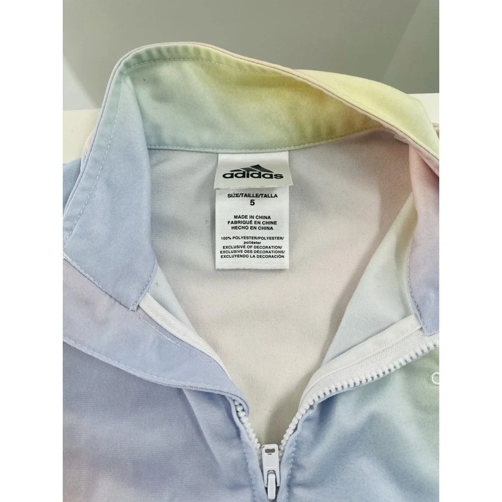 ADIDAS Track Suit‎ Jacket Zip Up Ombre Pastel Rainbow Tie Dye Size 5 Toddler